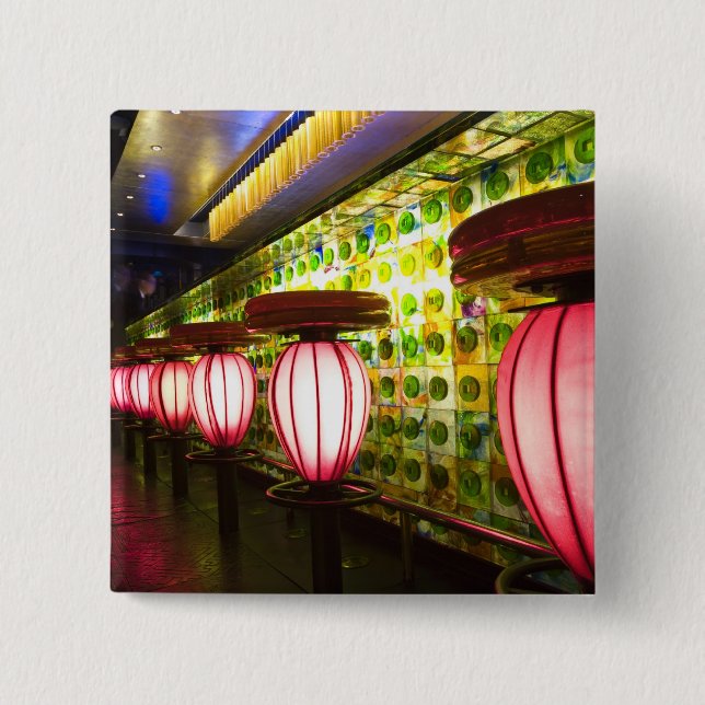 China, Shanghai. Bar in the Xin Tian Di bar 2 Inch Square Button (Front)