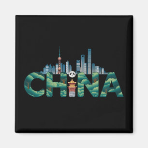 China Shanghai Temple Panda Magnet