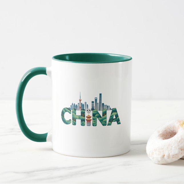 China Shanghai Temple Panda Mug (With Donut)