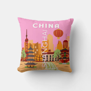 China Shanghai Travel Art Throw Pillow