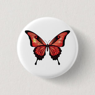 China Swallowtail Butterfly Flag Sticker 1 Inch Round Button