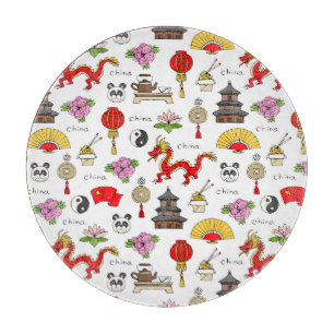 China Symbols Pattern Cutting Board