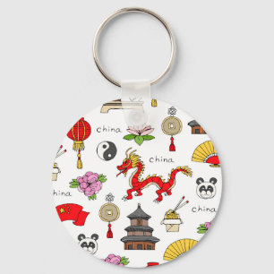 China Symbols Pattern Keychain