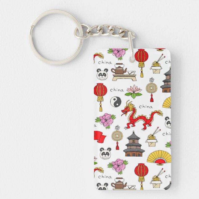 China Symbols Pattern Keychain (Front)