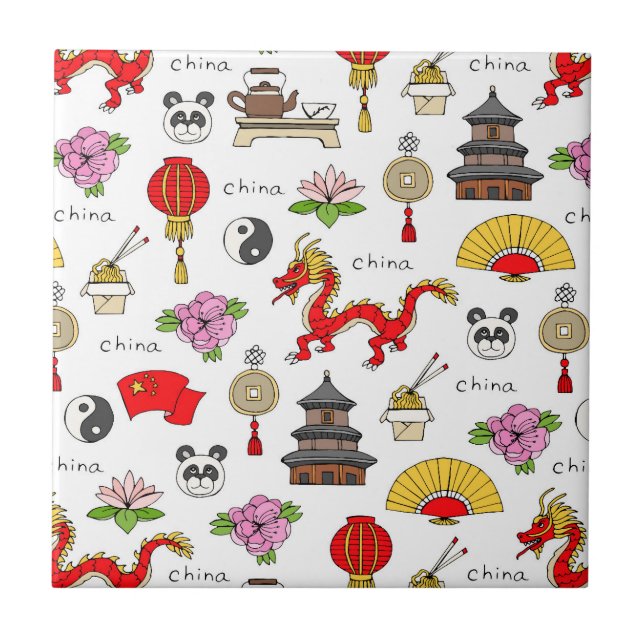 China Symbols Pattern Tile (Front)