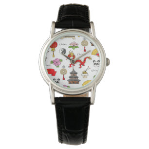 China Symbols Pattern Watch