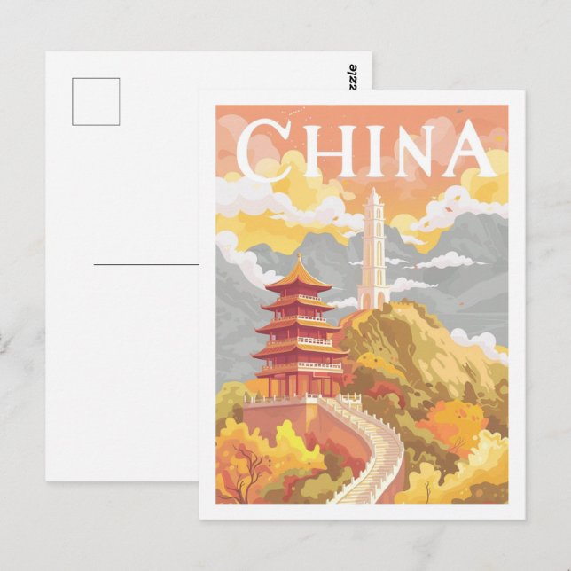 China Tiongkok Vintage Famous Travel Place Postcard (Front/Back)