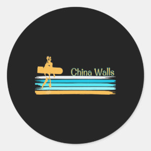 China Walls Oahu Hawaii Paipo Belly Boarding Surfi Classic Round Sticker
