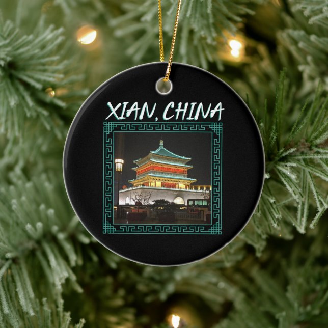 China's Ancient Xian Bell Tower Ceramic Ornament (Tree)