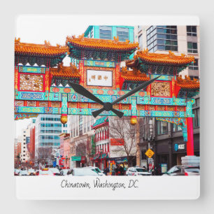 Chinatown in Washington, DC. Square Wall Clock