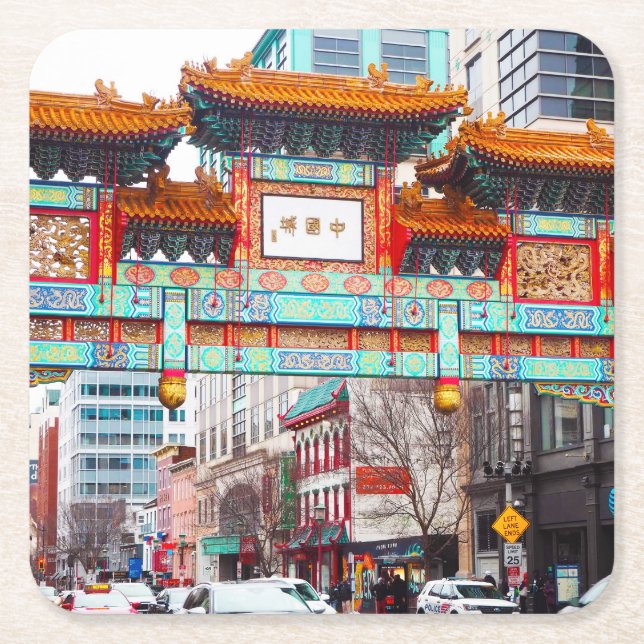 Chinatown in Washington DC.  USA Square Paper Coaster (Front)