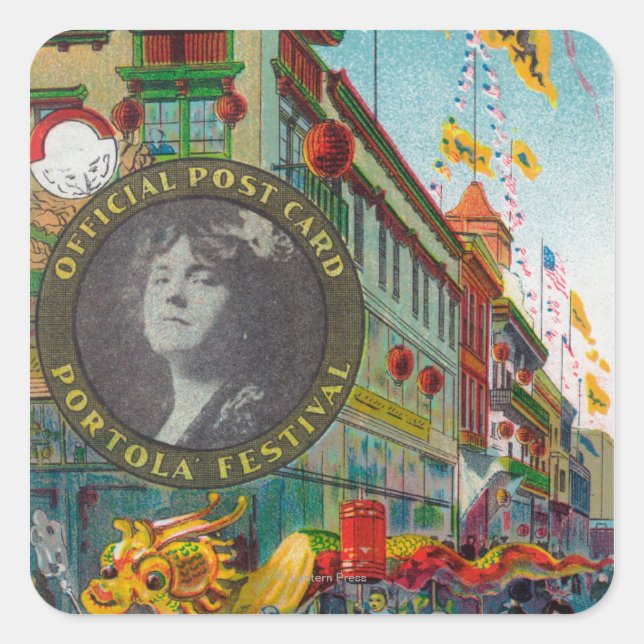 Chinatown Parade for Portola Festival Square Sticker (Front)