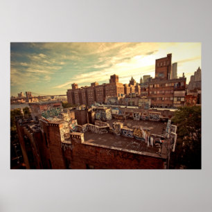 Chinatown Rooftop Graffiti Poster
