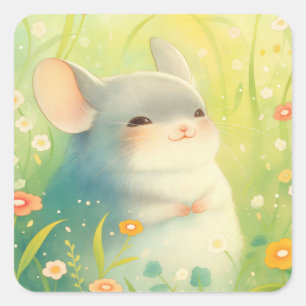 Chinchilla Blissful Garden Square Sticker