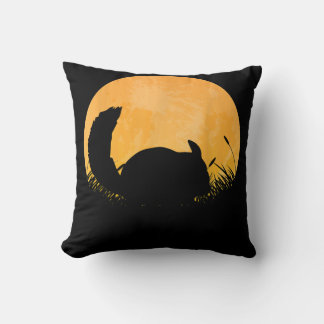 Chinchilla Easy Halloween Outfit Rodent Moon Throw Pillow