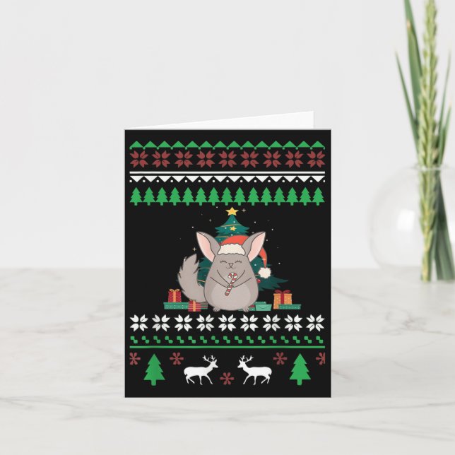 Chinchilla Funny Pet Ugly Christmas Funny Quote  Card (Front)