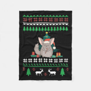 Chinchilla Funny Pet Ugly Christmas Funny Quote  Fleece Blanket