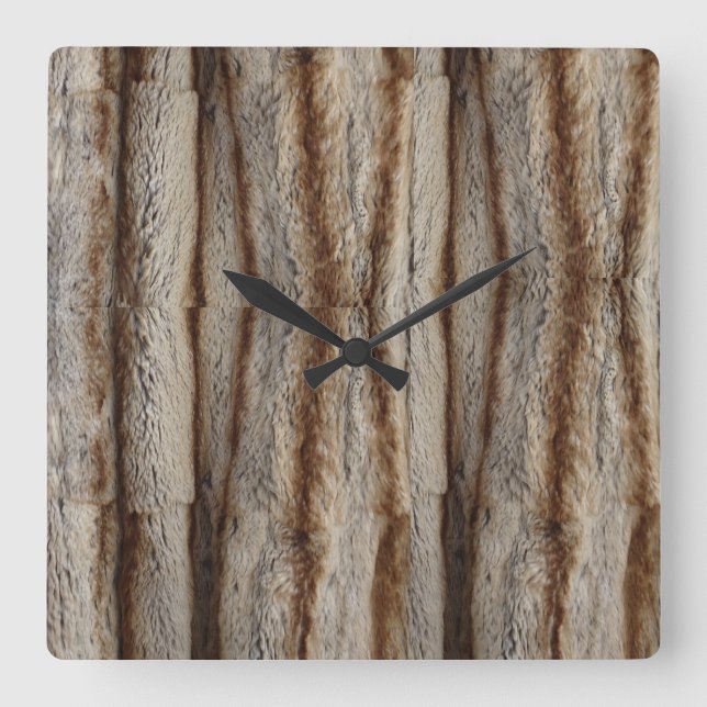 CHINCHILLA FUR SQUARE WALL CLOCK (Front)