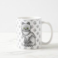 Chinchilla Grey Persian Cute Cartoon Cat