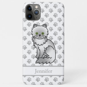 Chinchilla Grey Persian Cute Cartoon Cat & Name iPhone 11 Pro Max Case