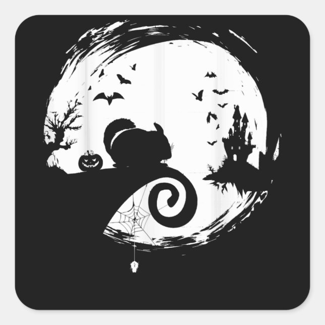 Chinchilla Halloween Costume Moon Silhouette Square Sticker (Front)