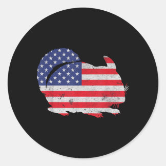 Chinchilla Independence Day Patriotic USA Flag 4th Classic Round Sticker