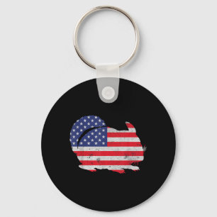 Chinchilla Independence Day Patriotic USA Flag 4th Keychain