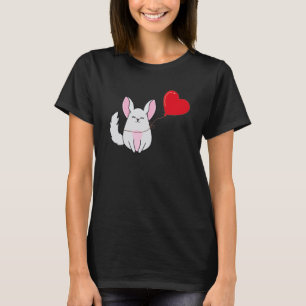 Chinchilla With Heart Balloon Valentines Day Love  T-Shirt