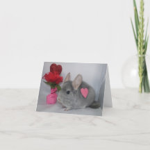 Chinchilla with heart on side Valentine’s card