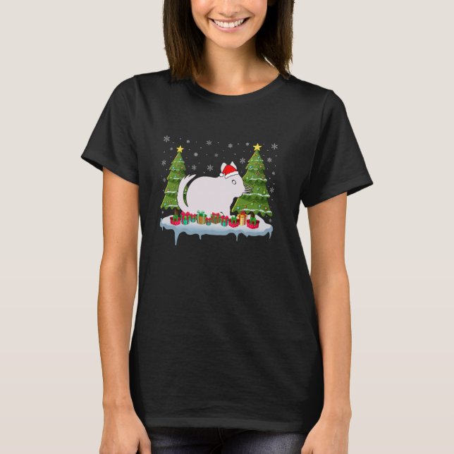 Chinchilla Xmas Tree Lighting Men Women Ugly Chris T-Shirt (Front)
