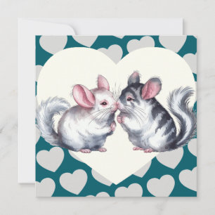 Chinchillas Kissing Valentine's Day Love Card