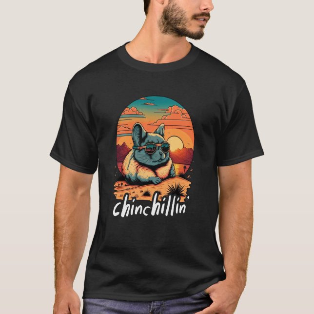 Chinchillin' Retro Groovy Chinchilla  1 T-Shirt (Front)