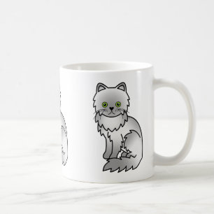 Chincilla Colour Persian Cat Cartoon Illustration Coffee Mug