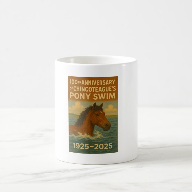 Chincoteague Island 100e Anniversaire Ponyswim mug (Centre)