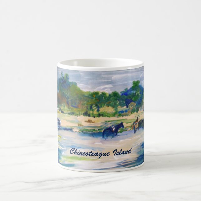 Chincoteague Island Horse Painting Coffee Mug (Center)