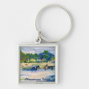 Chincoteague Island Horse painting Keychain