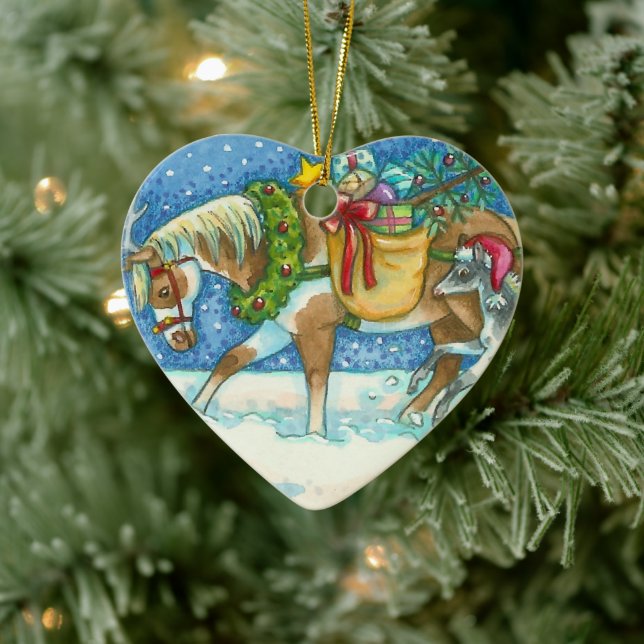 CHINCOTEAGUE ISLAND PONIES, CHRISTMAS HORSE COLT CERAMIC ORNAMENT (Tree)