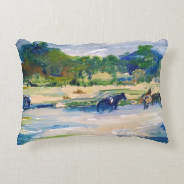 Chincoteague Ponies Painting Decorative Pillow (Front)