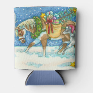 CHINCOTEAGUE PONIES, WHITE CHRISTMAS CAN COOLER