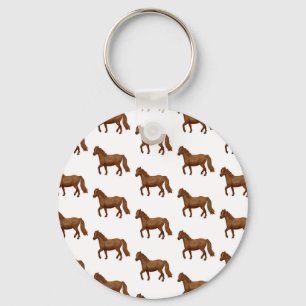 Chincoteague Pony Brown Watercolor Painting Horse Keychain