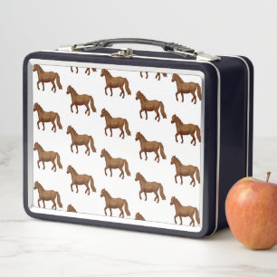 Chincoteague Pony Brown Watercolor Painting Horse Metal Lunch Box