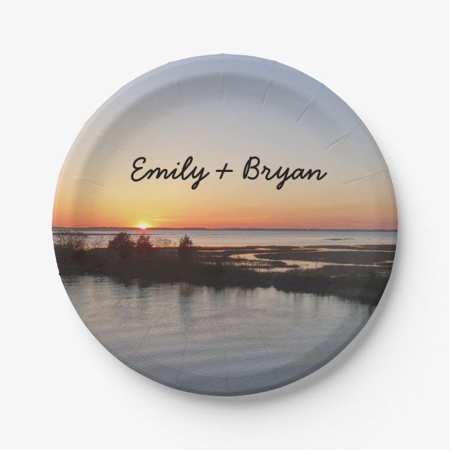 Chincoteague Sunset I Virginia Landscape Paper Plate (Front)