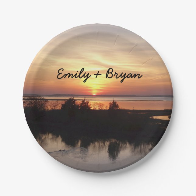 Chincoteague Sunset II Virginia Landscape Paper Plate (Front)