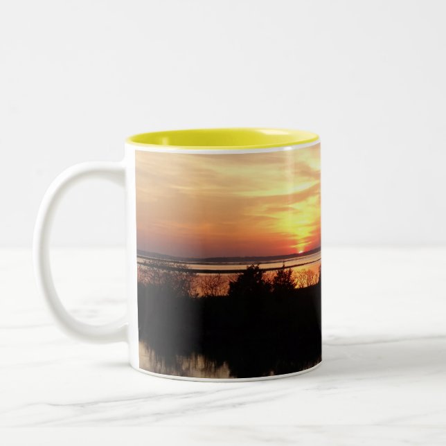 Chincoteague Sunset II Virginia Landscape Two-Tone Coffee Mug (Left)