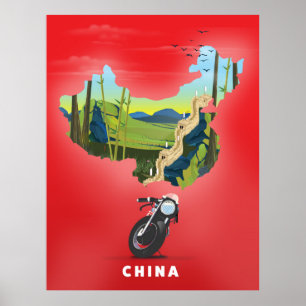 Chine Carte illustrée affiche de voyage