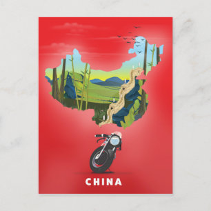 Chine Carte illustrée affiche de voyage