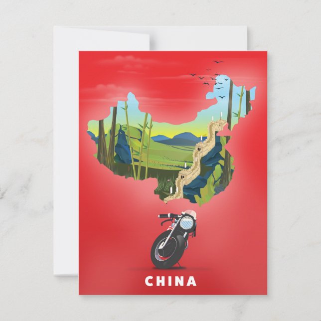 Chine Carte illustrée affiche de voyage (Devant)
