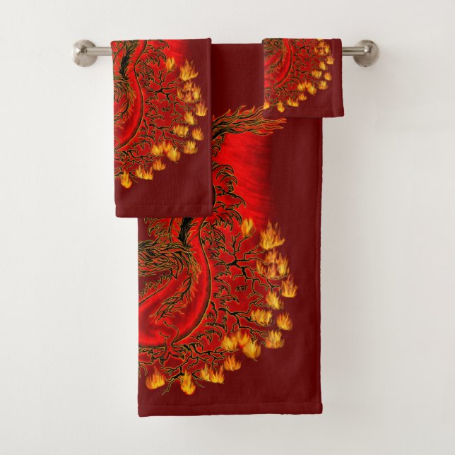 Chine Dragon rouge et or design (En situation)