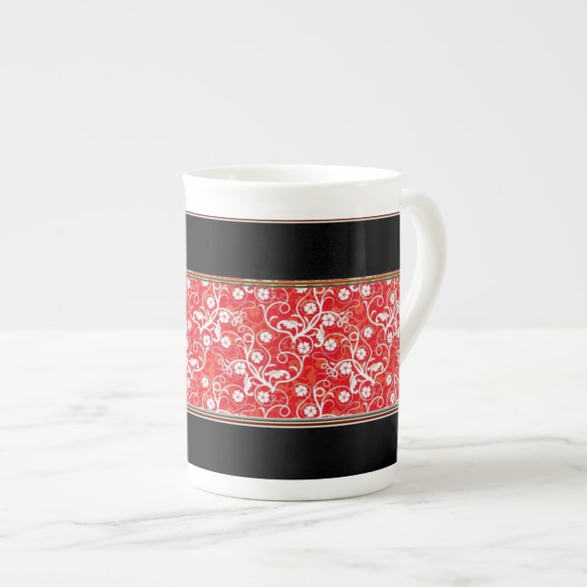 Chine osseuse Mug rouge et blanc (Devant droit)