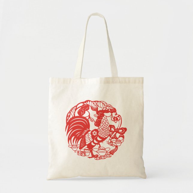 Chine Papier Rooster Année Zodiac Sac fourre-tout (Devant)